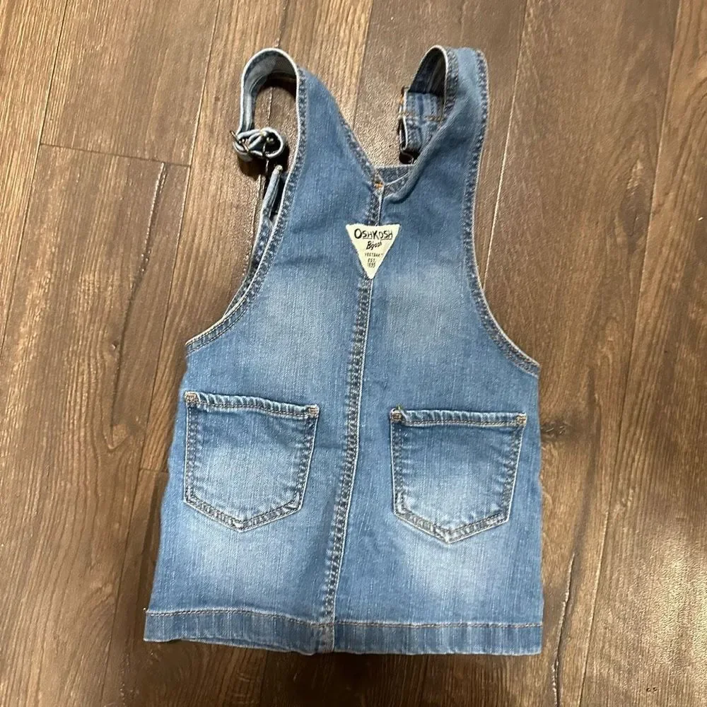 Oshkosh B’gosh button down distressed 2T denim overall dress